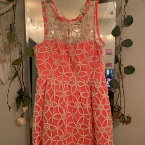 Pink lace floral dress
